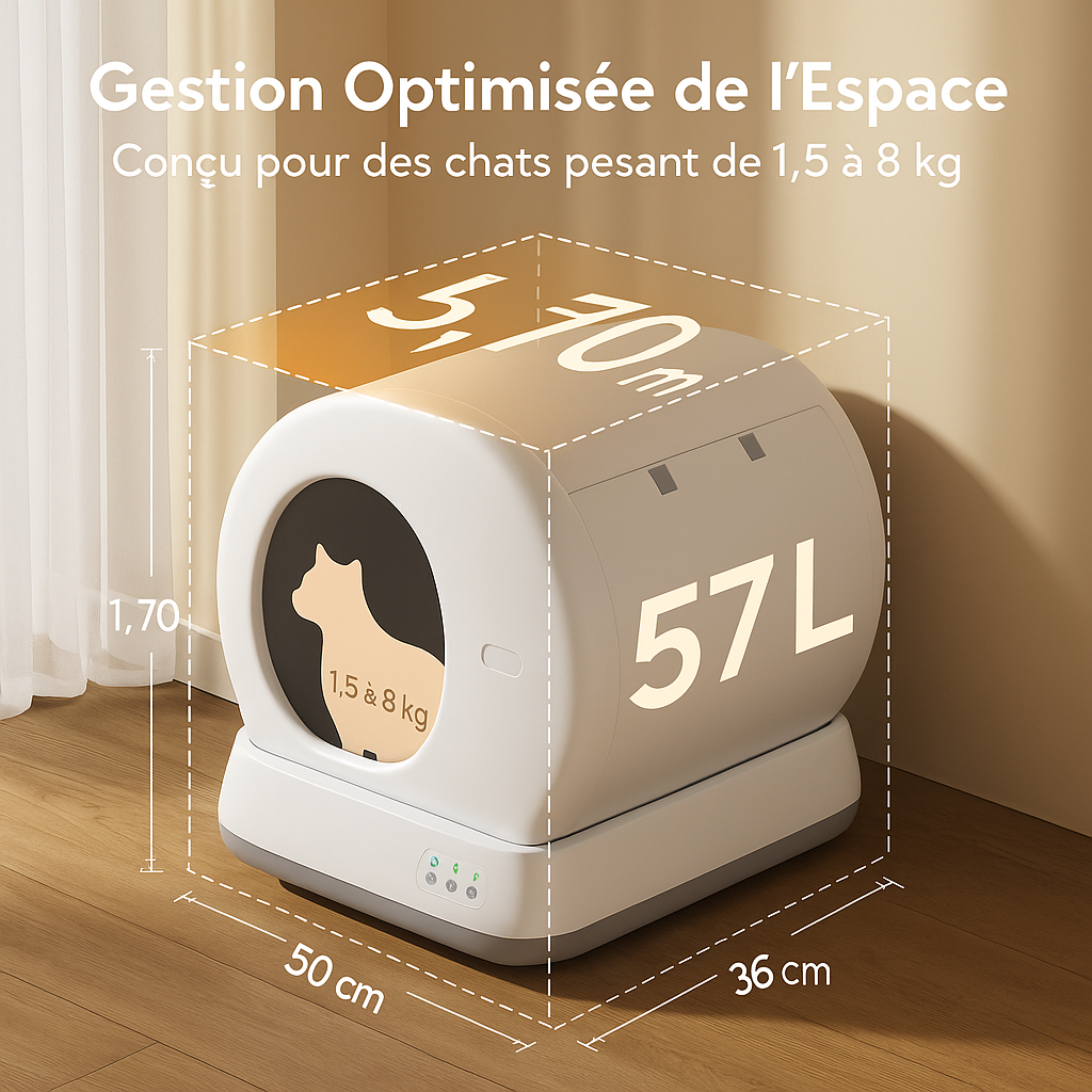 🐾 Litière pour Chat Intelligente Automatique – Auto-Nettoyante Connectée