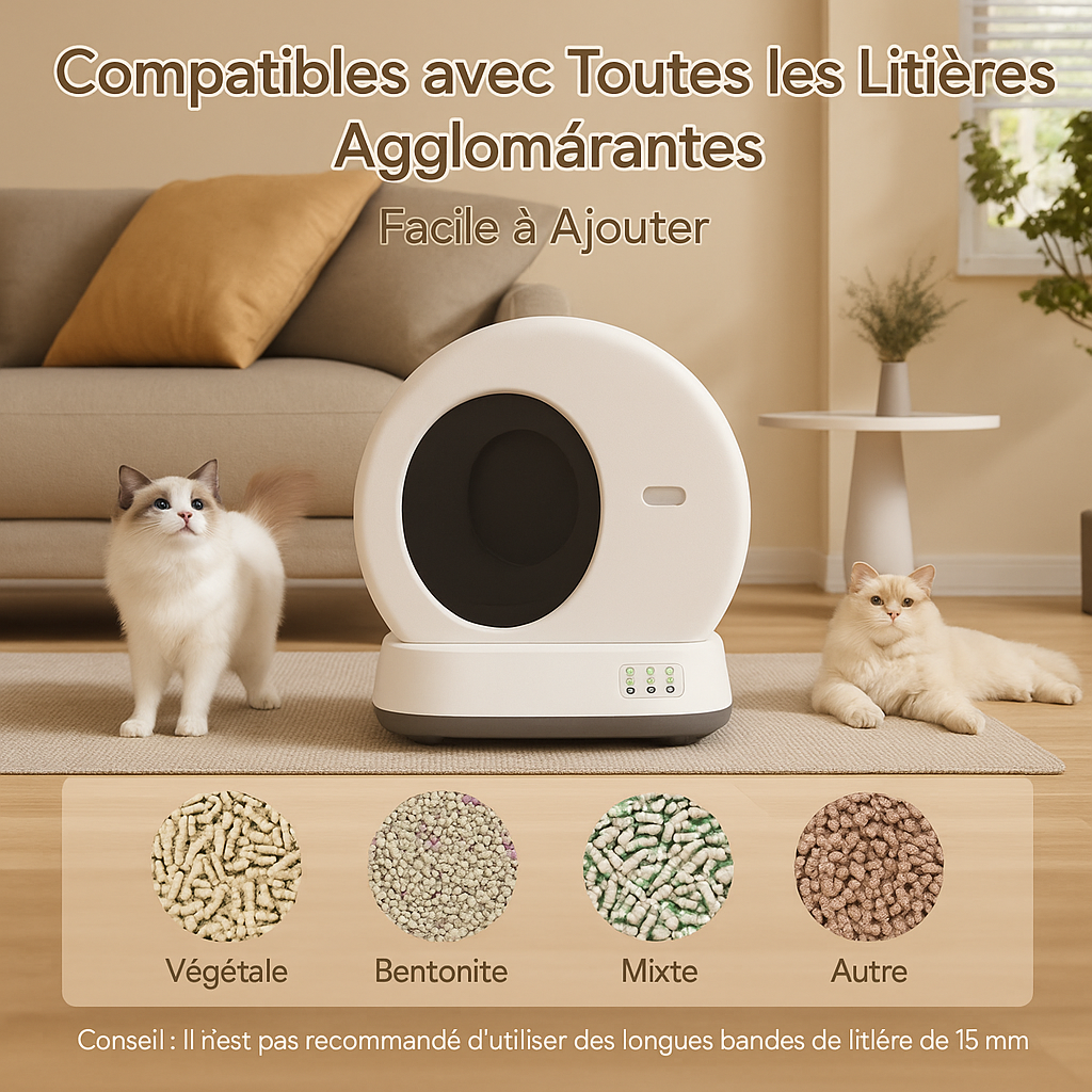 🐾 Litière pour Chat Intelligente Automatique – Auto-Nettoyante Connectée